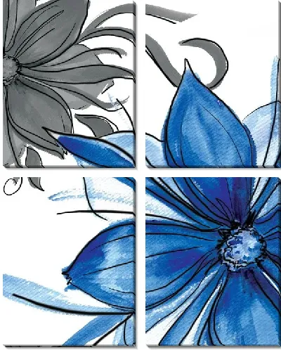 Модульная картина Синие цветы