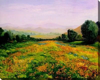 Картина маслом Поле с цветами №3