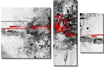 Модульная картина Абстрактная композиция с красным акцентом в центре