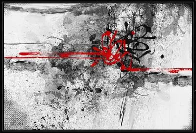 Абстрактная композиция с красным акцентом в центре