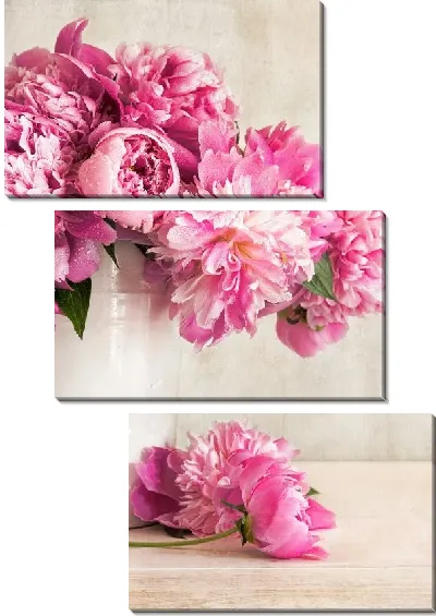 Модульная картина Пионы в белой вазе