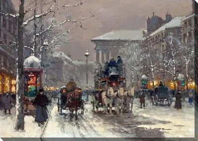 Картина маслом Зимний городской пейзаж