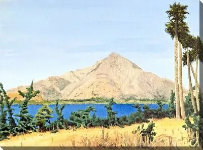 Картина маслом Гора на берегу озера