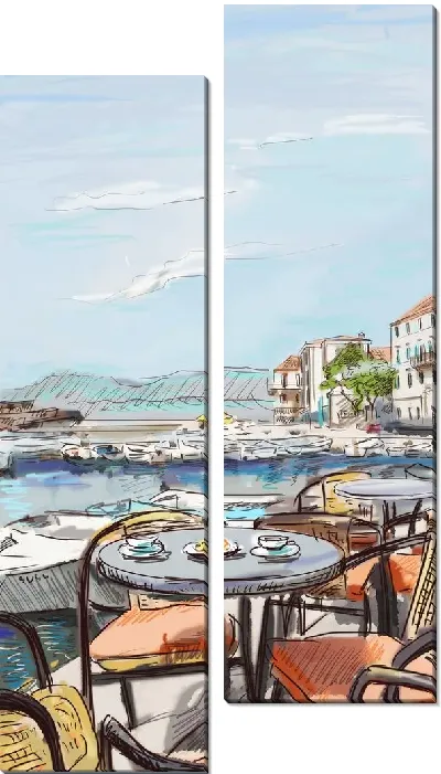 Модульная картина Кафе у берега моря