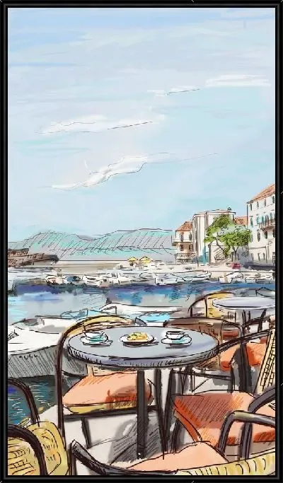 Картина Кафе у берега моря