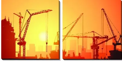Модульная картина Строительные краны