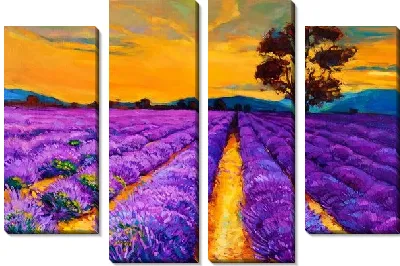 Модульная картина Поле лаванды №2