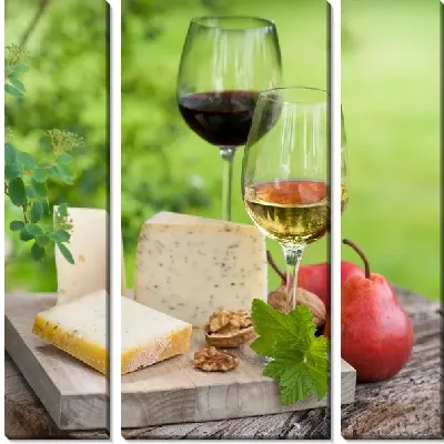 Модульная картина Вино и сыр