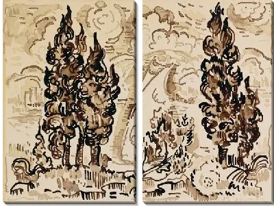 Картина Кипарисы у реки