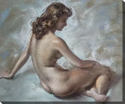 Картина Сидящая обнаженная. пастель