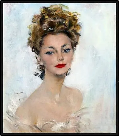 Элегантная дама на голубом фоне