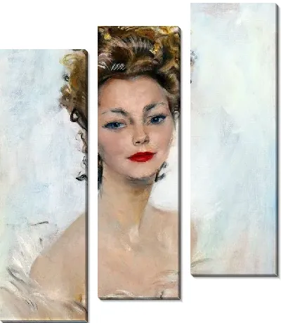 Элегантная дама на голубом фоне