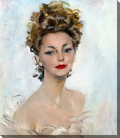 Элегантная дама на голубом фоне