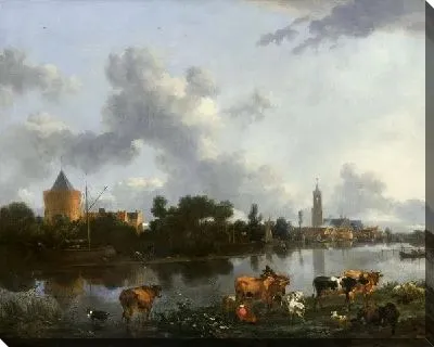 Картина Вид Лунена с замком Кроненбург