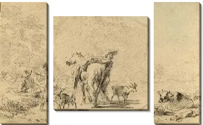 Картина Итальянский пейзаж с всадником