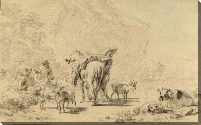 Картина Итальянский пейзаж с всадником