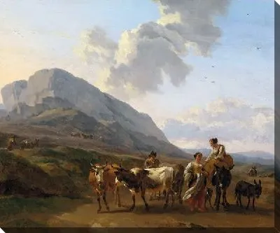 Картина Горный пейзаж с пастухами