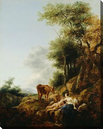 Картина Пейзаж с нимфой и сатиром