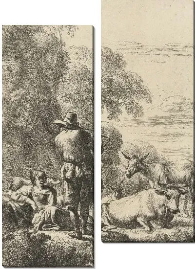 Модульная картина Пастух, играющий на флейте