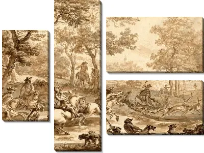 Модульная картина Оленья охота