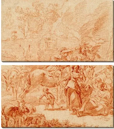 Модульная картина Остановка сокольничих охотников