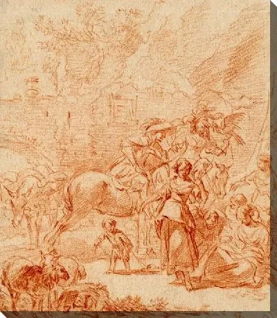 Картина маслом Остановка сокольничих охотников