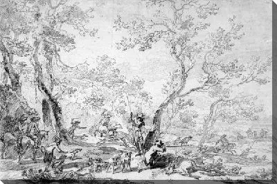 Картина маслом Сцена оленьей охоты