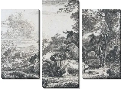 Модульная картина Три коровы