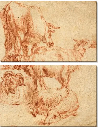 Модульная картина Четыре овцы и корова