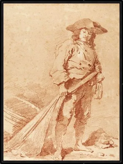 Картина Рыбак, тянущий сеть