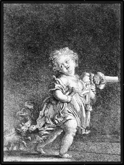 Картина Фанфан играет с Пульчинеллой и друзьями