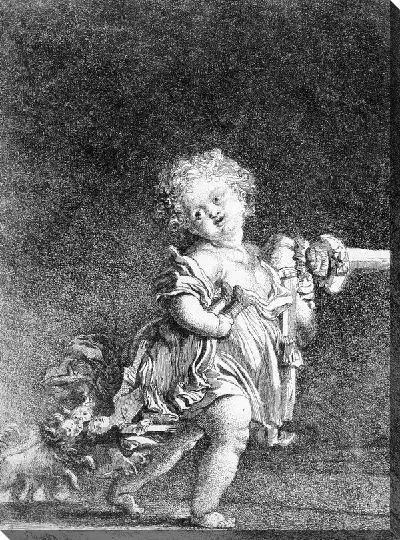 Картина Фанфан играет с Пульчинеллой и друзьями