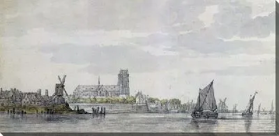 Картина Вид на Грут Керк в Дордрехте от реки Маас