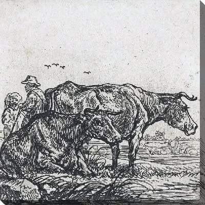 Картина Две коровы и пастухи