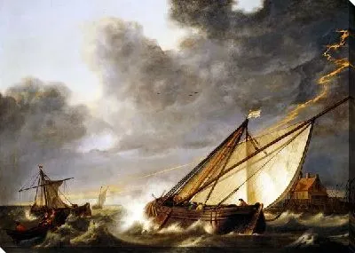 Картина Лодки, попавшие в шторм