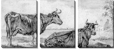 Картина Две коровы в пейзаже