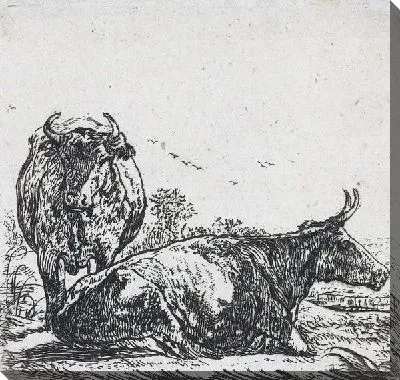 Картина Две коровы в пейзаже