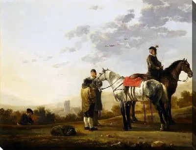 Картина Два всадника, говорящие с крестьянином