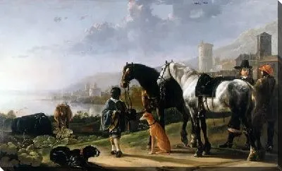 Картина Всадники и паж-негритенок