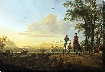 Картина Всадники и пастухи со стадом