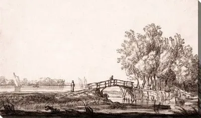 Картина Вид на канал с небольшим мостом