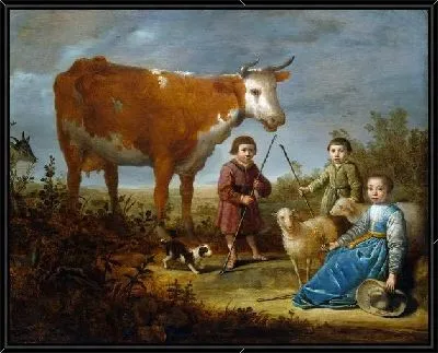 Картина Дети и корова