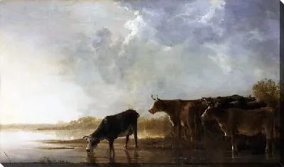 Картина Речной пейзаж с коровами