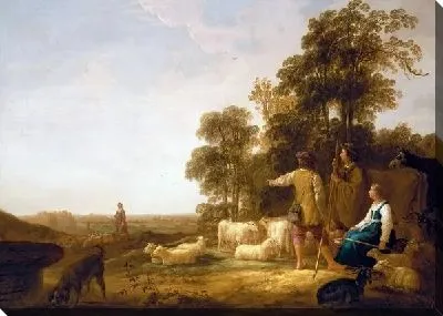 Картина Пейзаж с пастухами и стадом овец