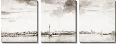 Картина Речной пейзаж со спокойной водой