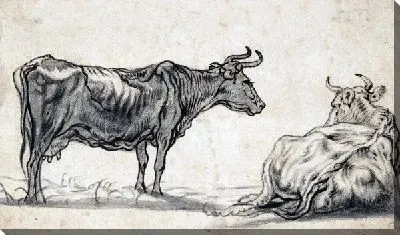 Картина Этюд двух коров