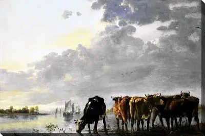 Картина Стадо на реке