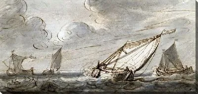 Картина Рыбацкие лодки в шторм