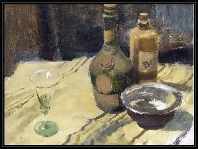Картина Бутылки на столе