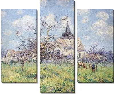 Картина Весенний пейзаж с церковью